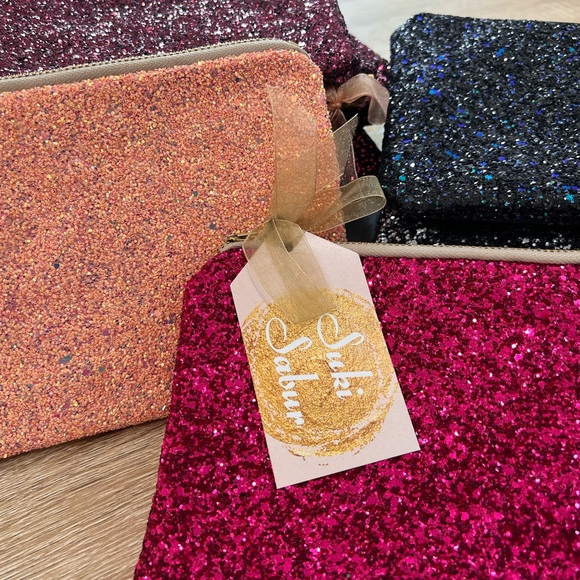 Handcrafted! 🤩Gorgeous Steel Silver Glitter Makeup Bag or Evening Clutch - Picture 11 of 12